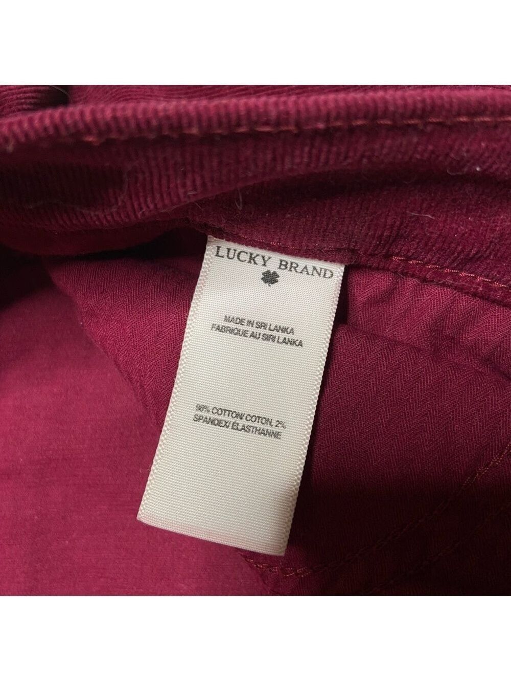 Lucky Brand Burgundy Corduroy Zoe Skinny Jeans 10/30 - Picture 4 of 7
